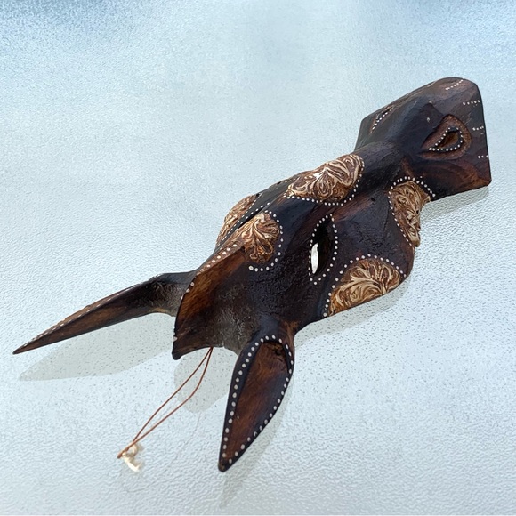 Zebra/Horse Mask Hand Carved Wooden Medallion Tribal Dot Design Wall Art - Picture 5 of 7